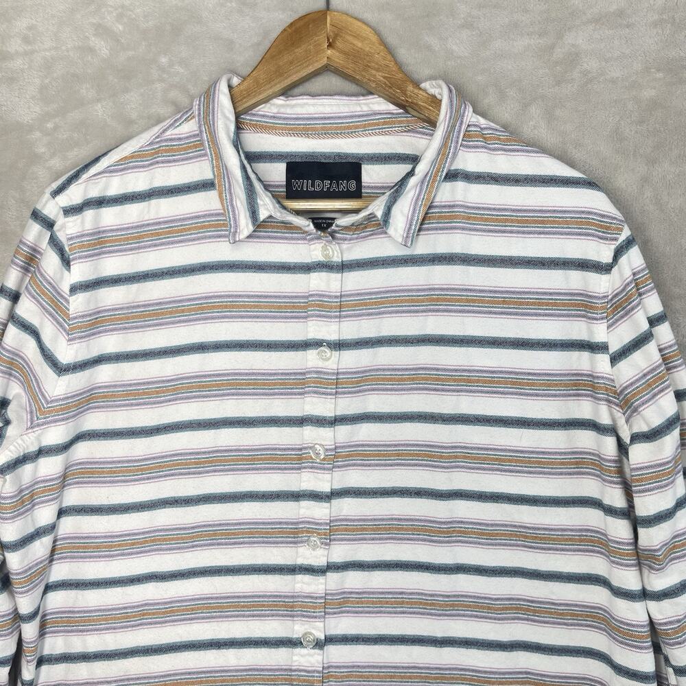 Wildfang The Essential Flannel Button Up Shirt 1X Stiped Boxy Fit Preppy